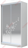 Шкаф-купе 2-х дверный с пескоструйным рисунком "Бабочки" без полок (одна перекладина) В2200 х Г620