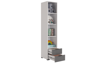 Зефир Шкаф однодверный 107.03, (400х422х1900) белое дерево/черный муар/серый (эмаль)