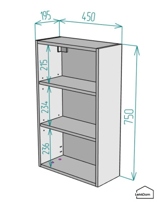 Шкаф навесной для ванной комнаты и туалета MH19-MA 750х450х217 Белый-М 13.1.2