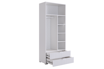 Зефир Шкаф двухдверный 120.01, (800х422х1900) белое дерево/белый (эмаль)