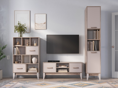 Тумба под ТВ "Скандика" ТБ-08 дуб смоки/кашемир