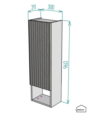 Шкаф навесной для ванной комнаты и туалета MH23-MA 960х300х217 Белый-М 10.1.1
