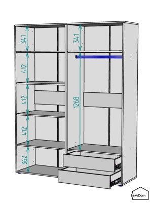 Шкаф Linnea MHR-4PO-2 2050х1600х510 Белый-М 11.1.1