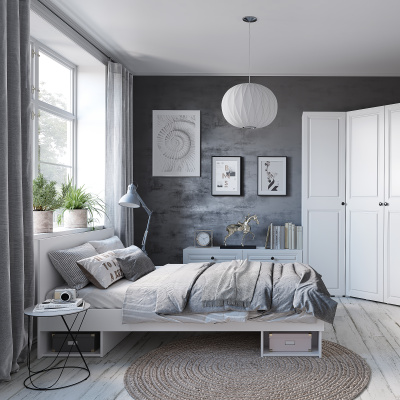 Кровать 1,2 м "Софт" КР-06 Белый/Эмаль белая (F26)