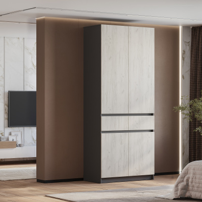 Шкаф 2-х створчатый "Багира" ШК-03 Графит/Крафт белый