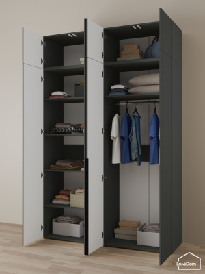 Шкаф с антресолью Linnea MHR-4A-1 2450х1600х510 графит-М 11.1.25