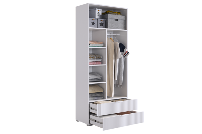 Зефир Шкаф двухдверный 120.01, (800х422х1900) белое дерево/белый (эмаль)