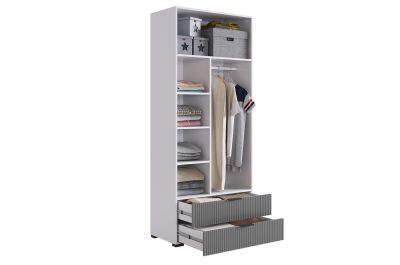 Зефир Шкаф двухдверный 120.01, (800х422х1900) белое дерево/серый (эмаль)