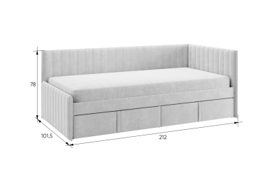 Комплект детской мебели "Зефир К8" (4015х1000х2300), (4015х1000х2300) белое дерево/белый (эмаль)/галька (велюр)