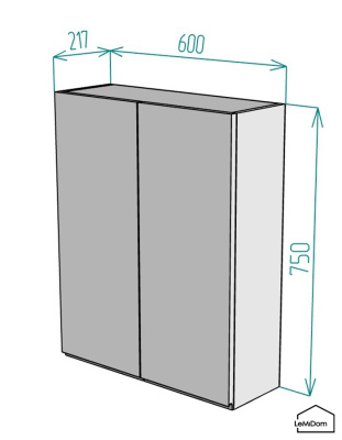 Шкаф навесной для ванной комнаты и туалета MH20-MA 750х600х217 Белый-М 13.1.2