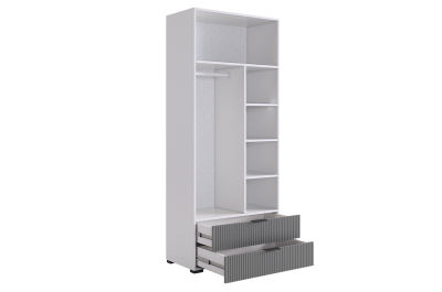 Зефир Шкаф двухдверный 120.01, (800х422х1900) белое дерево/серый (эмаль)