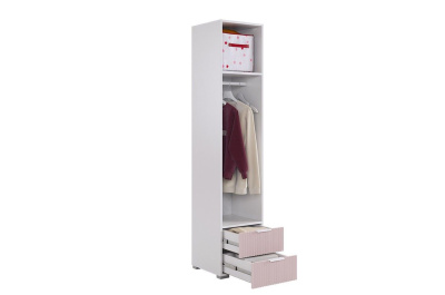 Зефир Шкаф однодверный 107.03, (400х422х1900) белое дерево/белый муар/пудра розовая (эмаль)