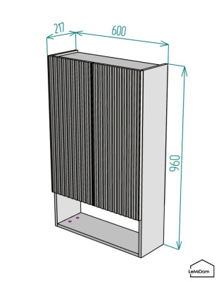 Шкаф навесной для ванной комнаты и туалета MH22-MA 960х600х217 Белый-М 10.1.1