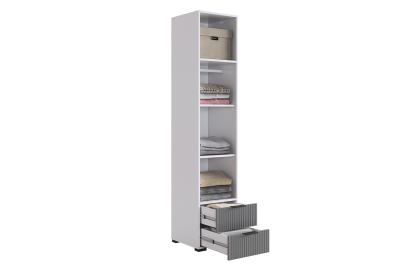 Зефир Шкаф однодверный 107.01, (400х422х1900) белое дерево/серый (эмаль)