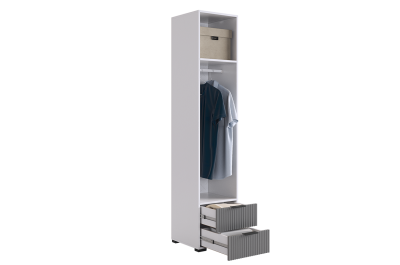 Зефир Шкаф однодверный 107.01, (400х422х1900) белое дерево/серый (эмаль)