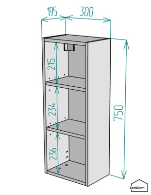 Шкаф навесной для ванной комнаты и туалета MH21-MA 750х300х217 Белый-М 13.1.2