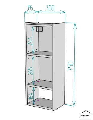 Шкаф навесной для ванной комнаты и туалета MH26-MA 750х300х217 Белый-М 10.1.2