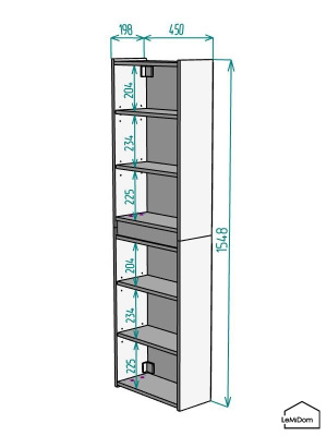 Шкаф пенал навесной для ванной комнаты и туалета MH11-MA 1548х450х217 Белый-М 10.1.2