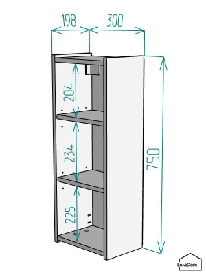 Шкаф навесной для ванной комнаты и туалета MH9-MA 750х300х217 Белый-М 10.1.2