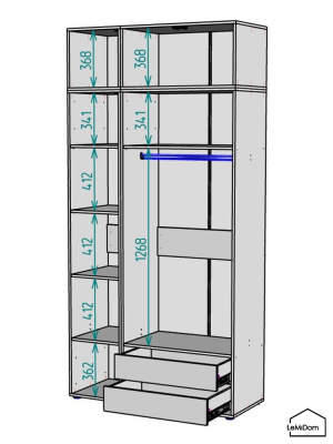 Шкаф с антресолью Linnea MHR-3A-2 2450х1200х510 дв-М 11.1.25