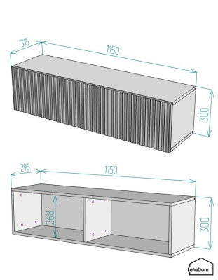 Тумба подвесная под телевизор Lines MTV4-MA 300х1150х315 Графит-М 10.1.25