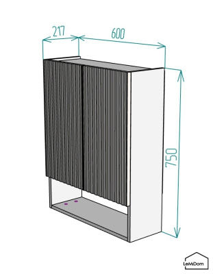 Шкаф навесной для ванной комнаты и туалета MH25-MA 750х600х217 Белый-М 10.1.2