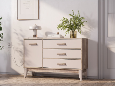 Комод "Скандика" КМ-12 дуб смоки/кашемир