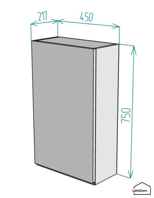 Шкаф навесной для ванной комнаты и туалета MH19-MA 750х450х217 Белый-М 13.1.1