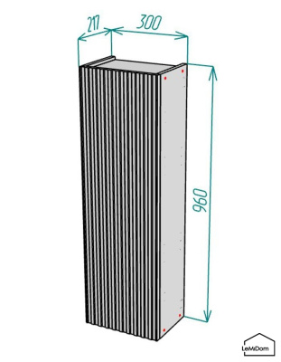 Шкаф навесной для ванной комнаты и туалета MH5-MA 960х300х217 Белый-М 10.1.2