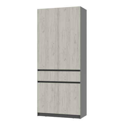 Шкаф 2-х створчатый "Багира" ШК-03 Графит/Крафт белый