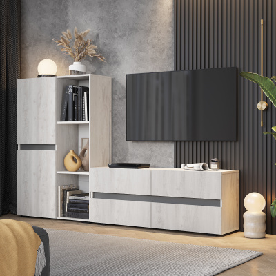 Тумба под ТВ "Мрия" ТБ-07 Бетон пайн светлый/графит