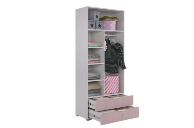 Зефир Шкаф двухдверный 120.01, (800х422х1900) белое дерево/пудра розовая (эмаль)