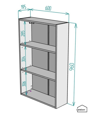 Шкаф навесной для ванной комнаты и туалета MH16-MA 960х600х217 Белый-М 13.1.1