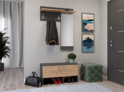 Enter2 Mini Вешалка + Тумба Венге/Дуб золотой