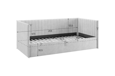 Комплект детской мебели "Зефир К7" (4015х1000х2300), (4015х1000х2300) белое дерево/серый (эмаль)/графит (велюр)