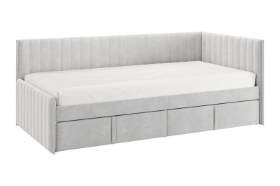 Комплект детской мебели "Зефир К8" (4015х1000х2300), (4015х1000х2300) белое дерево/белый (эмаль)/галька (велюр)