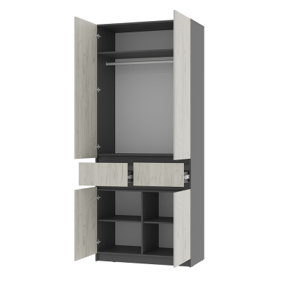 Шкаф 2-х створчатый "Багира" ШК-03 Графит/Крафт белый