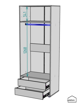 Шкаф Linnea MHR-2-3 2050х800х510 графит-М 11.1.25