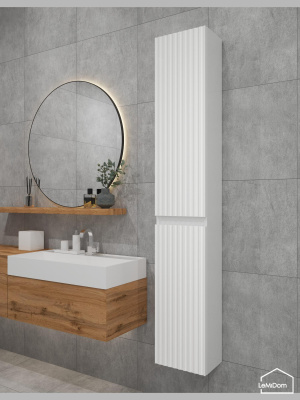 Шкаф пенал навесной для ванной комнаты и туалета MH12-MA 1758х300х217 Белый-М 10.1.1