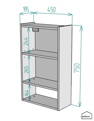 Шкаф навесной для ванной комнаты и туалета MH27-MA 750х450х217 Белый-М 10.1.1