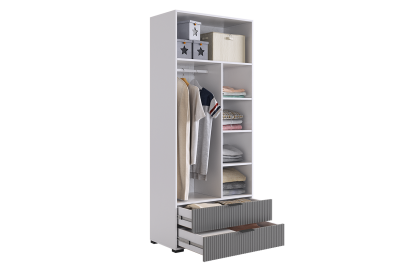 Зефир Шкаф двухдверный 120.01, (800х422х1900) белое дерево/серый (эмаль)