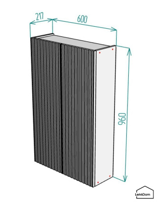Шкаф навесной для ванной комнаты и туалета MH4-MA 960х600х217 Белый-М 10.1.2