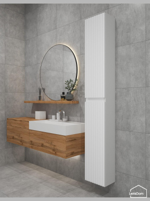 Шкаф пенал навесной для ванной комнаты и туалета MH14-MA 1968х300х217 Белый-М 10.1.2