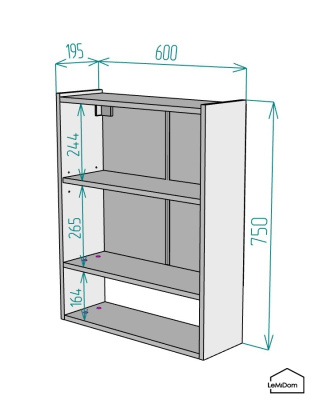 Шкаф навесной для ванной комнаты и туалета MH25-MA 750х600х217 Белый-М 10.1.2
