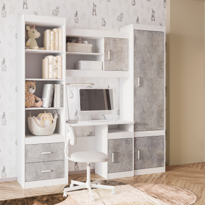 "Паскаль" стол  письменный белый/цемент светлый