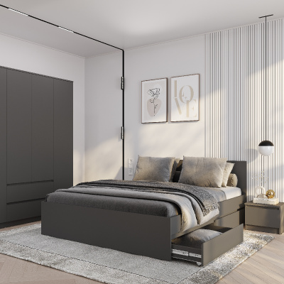 Кровать 1,6 м "Симпл" КР-17 графит