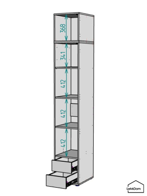 Шкаф с антресолью Linnea MHR-1POA-4 2450х400х510 Белый-М 11.1.1