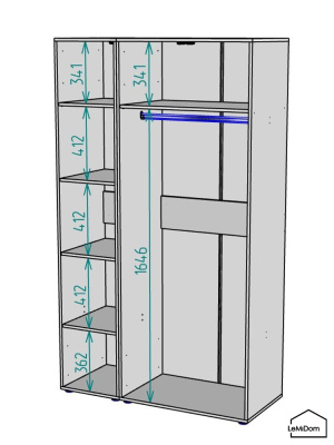 Шкаф Linnea MHR-3-1 2050х1200х510 графит-М 11.1.25