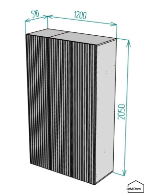 Шкаф Linnea MHR-3PO-2 2050х1200х510 Белый-М 11.1.1