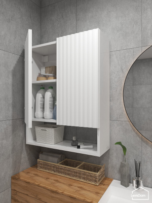 Шкаф навесной для ванной комнаты и туалета MH25-MA 750х600х217 Белый-М 10.1.1